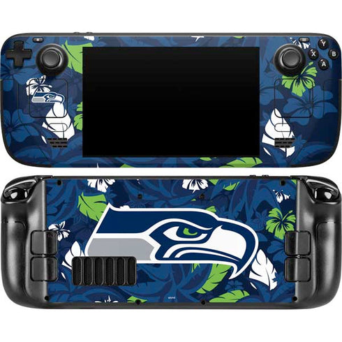 NFL Seattle Seahawks Tropical Print Steam Deck Handheld Gaming Computer Skin